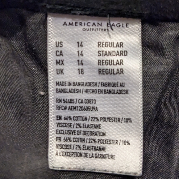 American Eagle CURVY Hi-rise Jeggings sz 14 in  Black Ripped Shredded Distressed - Picture 5 of 5
